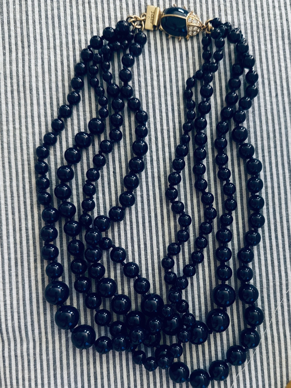 Navy Multi-Strand Beaded Necklace - Elegant Layered Women’s Jewelry